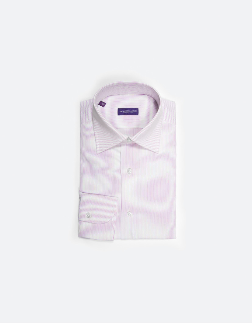 Patrick Hellmann Collection White Purple Shirt With Thin Stripes image